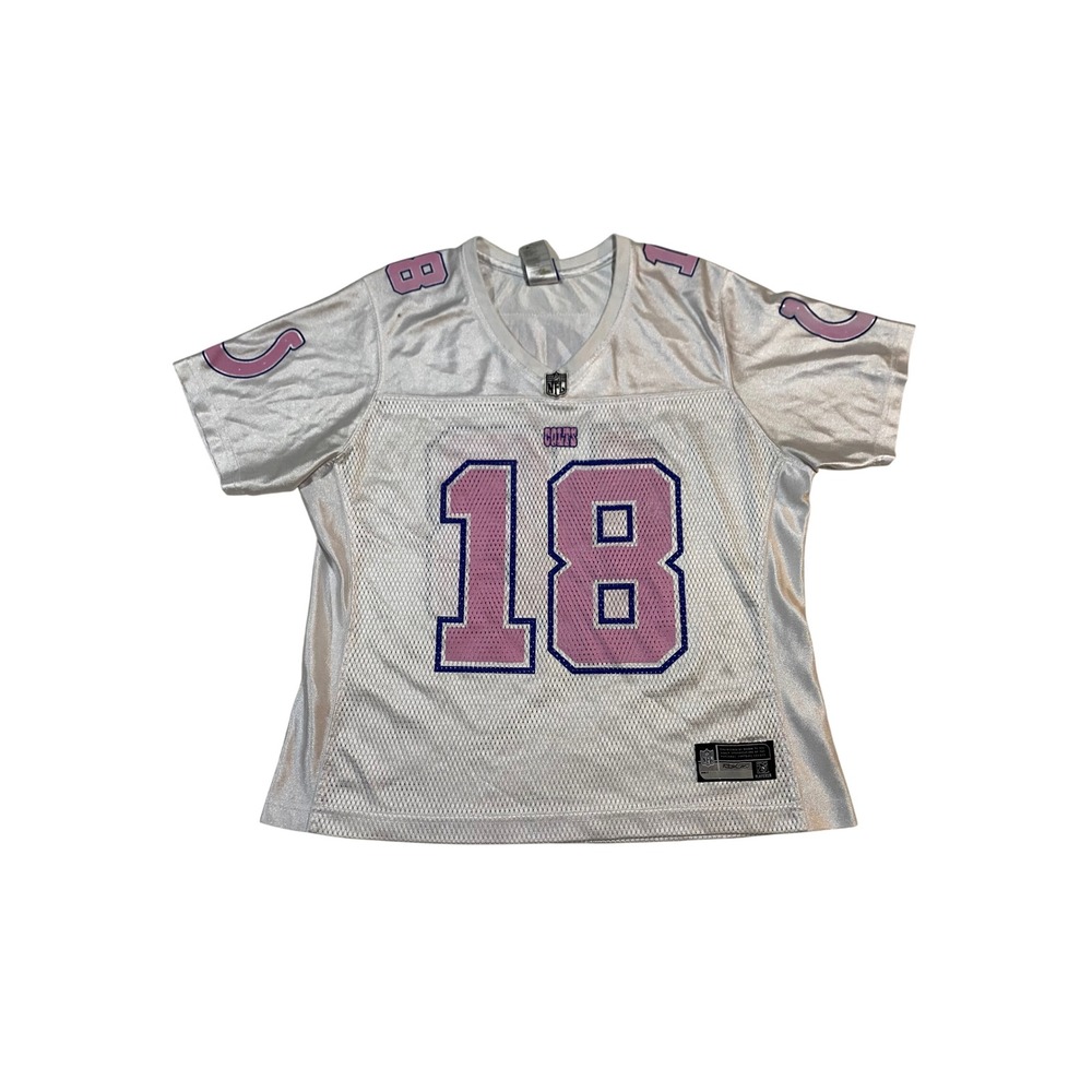 Reebok NFL Indianapolis Colts Peyton Manning 18 Jersey White Pink Women Large